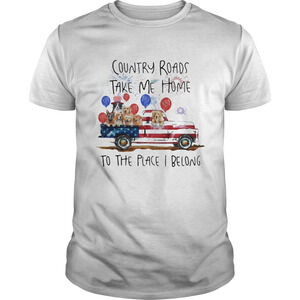 Country Roads Take Me Home To The Place I Belong Dogs Truck t-Shirt